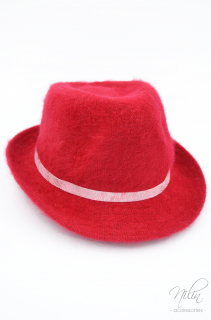Női trilby nyúlszőr kalap, piros