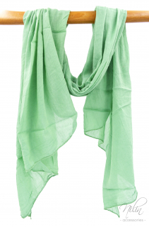 Női sál pamut-selyem, egyszínű, zöld