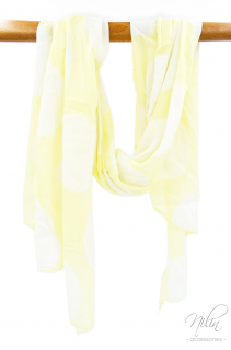 Női sál pamut-selyem, nagy pöttyös, világos sárga
