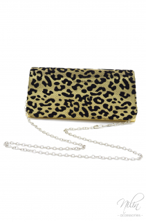 Női alkalmi táska, leopárd mintás, arany