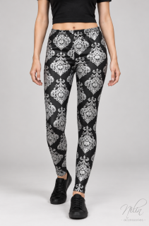 Leggings mintás, kent, ezüst-fekete XS-S Leggings mintás, kent, ezüst-fekete XS-S