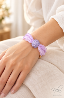 Karkötő, organza, strasszos dísszel, lila